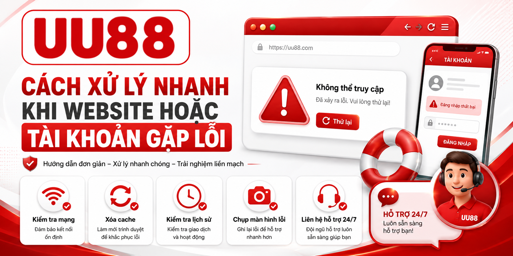 Cách xử lý nhanh khi website hoặc tài khoản bị lỗi cho thành viên