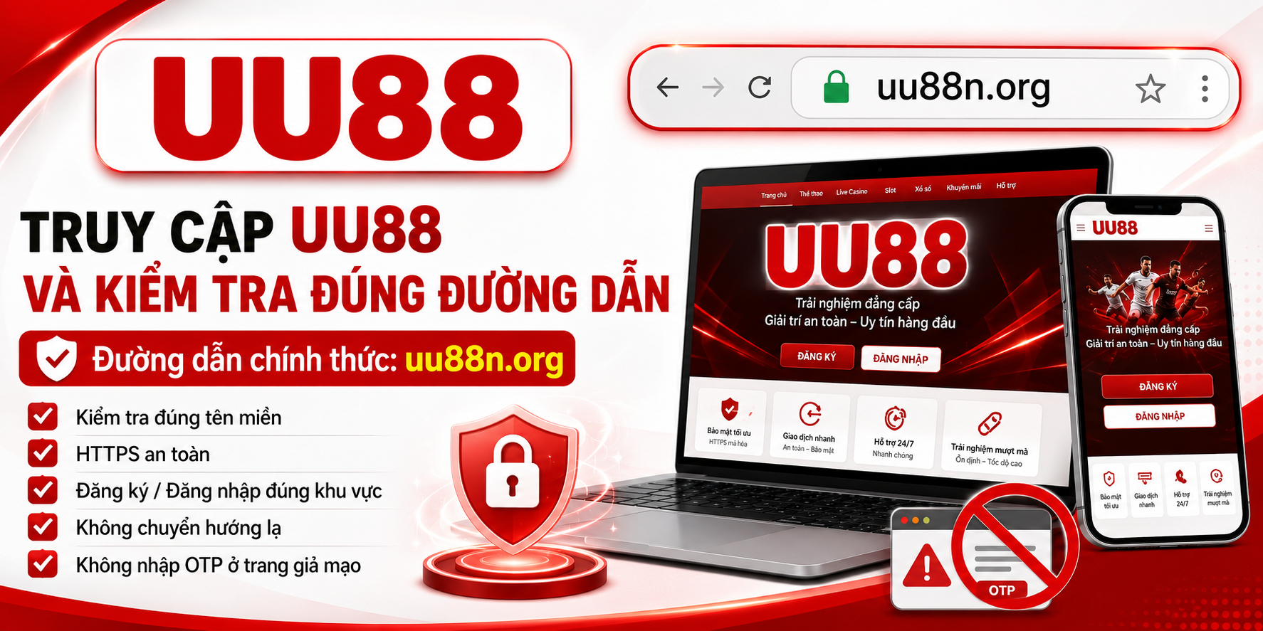 Truy cập UU88 và kiểm tra đúng đường dẫn